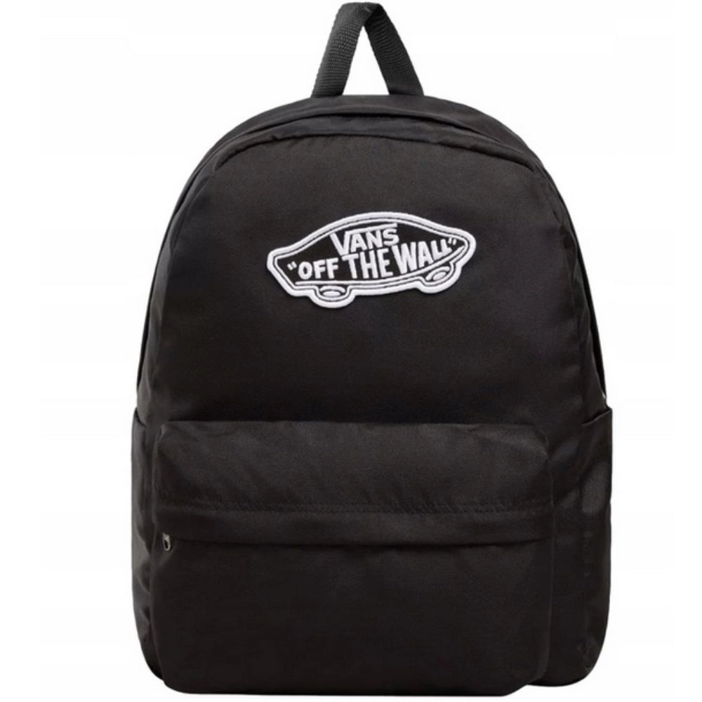 Zaino scuola Vans Old Skool Classic di colore nero visto di fronte con logo Off The Wall cucito giugliano in campania napoli