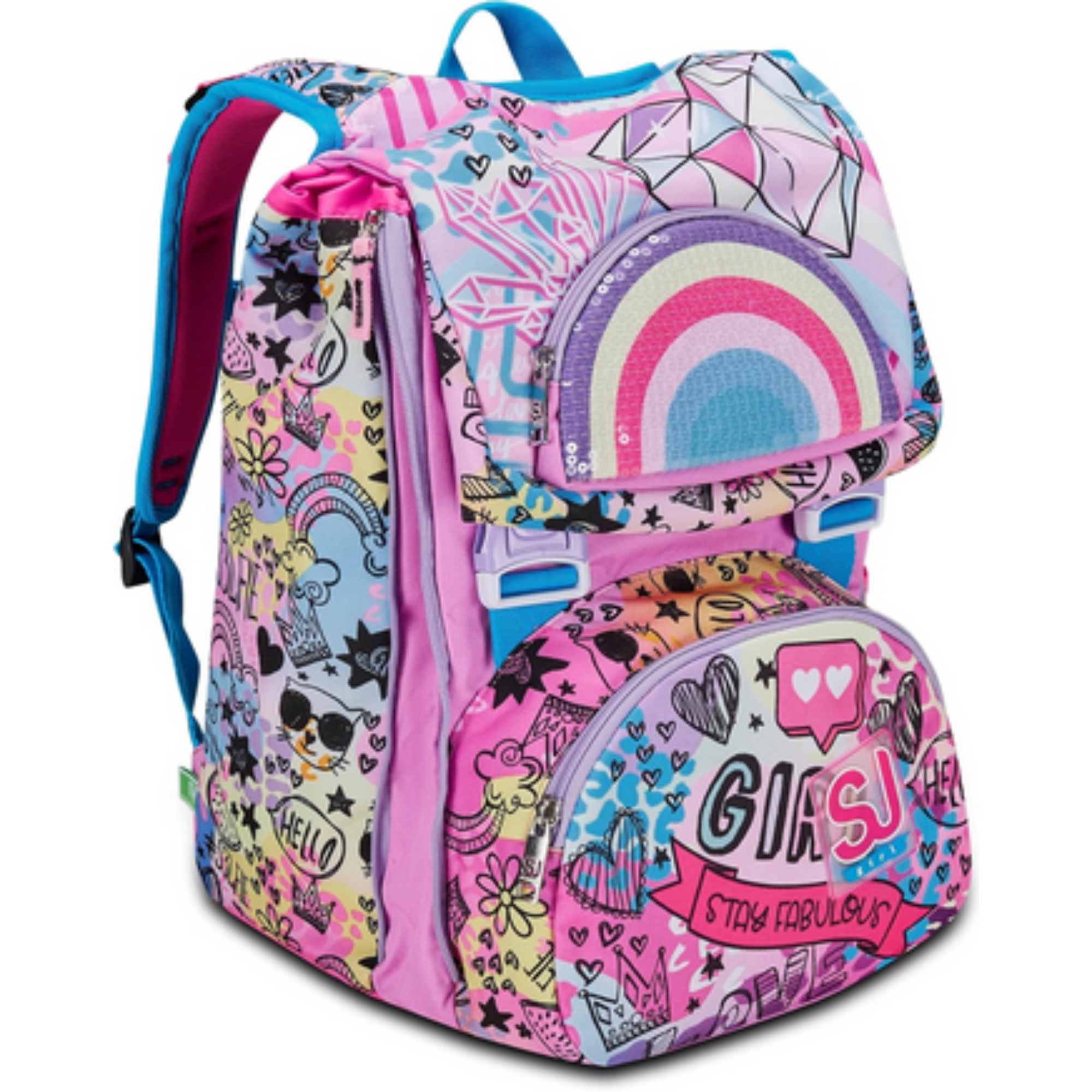 Zaino sdoppiabile sj seven girl arcobaleno cartoleria claudio a giugliano cartoleria vicino Napoli 